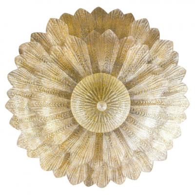 Amazing Gold Amber Murano Glass Leave Ceiling Light or Chandelier