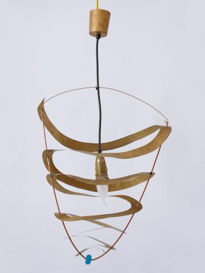 Amazing Highly Decorative Postmodern Pendant Lamp or Hanging Light Italy 1980s