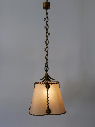 Amazing Mid Century Modern Brass Parchment Pendant Lamp Germany 1960s