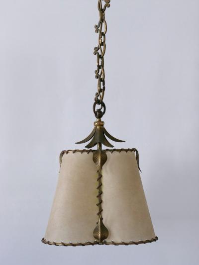 Amazing Mid Century Modern Brass Parchment Pendant Lamp Germany 1960s