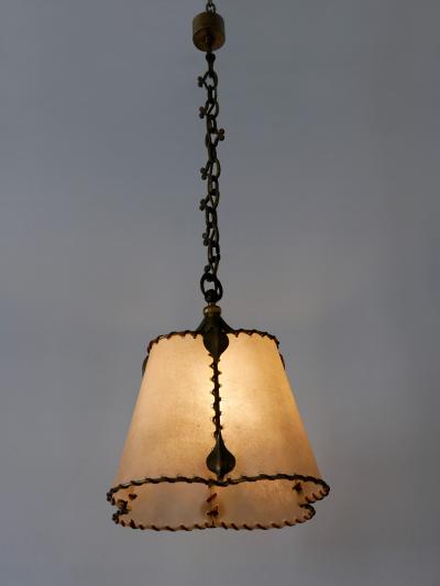 Amazing Mid Century Modern Brass Parchment Pendant Lamp Germany 1960s
