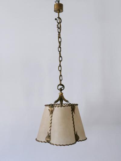 Amazing Mid Century Modern Brass Parchment Pendant Lamp Germany 1960s