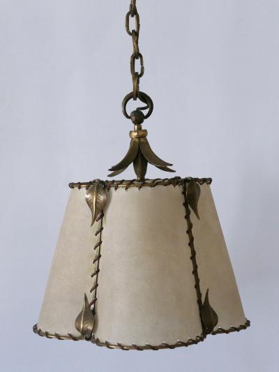 Amazing Mid Century Modern Brass Parchment Pendant Lamp Germany 1960s