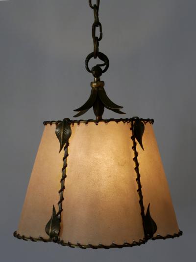 Amazing Mid Century Modern Brass Parchment Pendant Lamp Germany 1960s