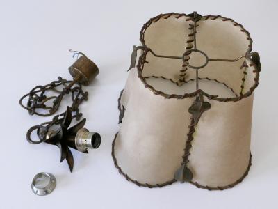 Amazing Mid Century Modern Brass Parchment Pendant Lamp Germany 1960s