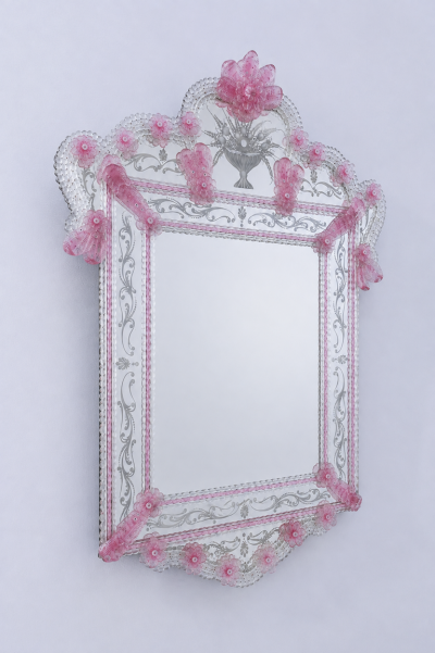 Amazing Midcentury Octagonal Venetian Murano Glass Mirror