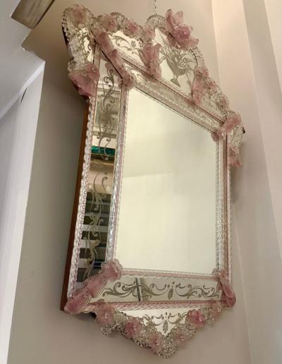 Amazing Midcentury Octagonal Venetian Murano Glass Mirror