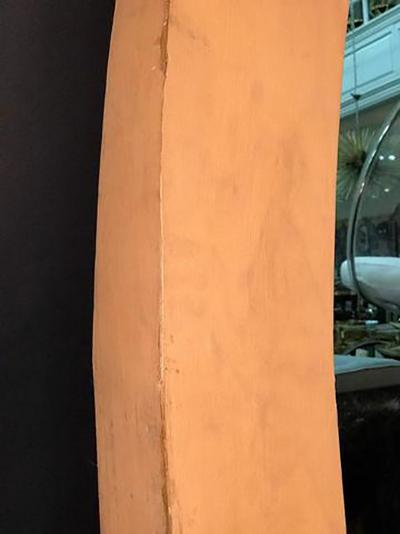 Amazing Monumental Pair of 1970s Elliptical Wood Modern Mirrors