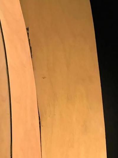 Amazing Monumental Pair of 1970s Elliptical Wood Modern Mirrors
