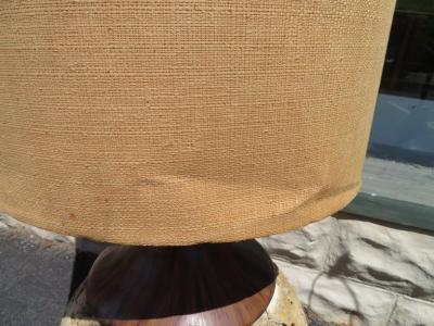 Amazing Pair Jumbo Faux Travertine Ceramic Orb Lamp Mid Century Modern