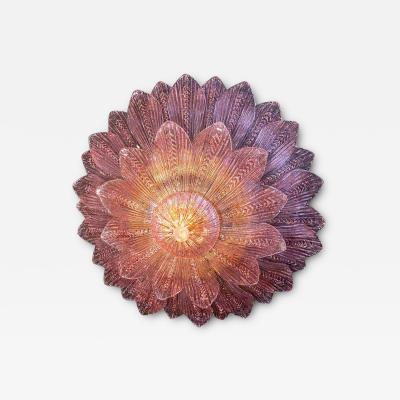 Amazing Pink Amethyst Murano Glass Leave Ceiling Light or Chandelier