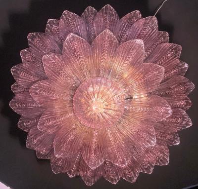 Amazing Pink Amethyst Murano Glass Leave Ceiling Light or Chandelier