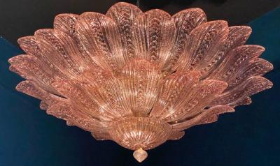 Amazing Pink Amethyst Murano Glass Leave Ceiling Light or Chandelier