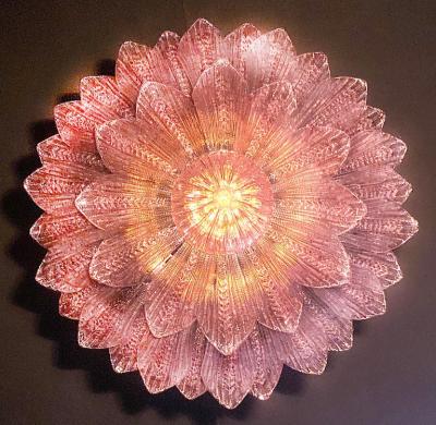 Amazing Pink Amethyst Murano Glass Leave Ceiling Light or Chandelier