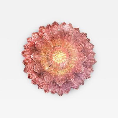 Amazing Pink Amethyst Murano Glass Leave Ceiling Light or Chandelier