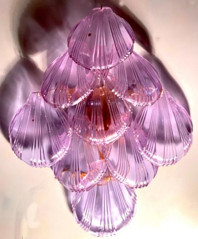 Amazing Pink Amethyst Shell Murano Glass Sconces or Wall Lights 1980