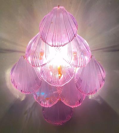 Amazing Pink Amethyst Shell Murano Glass Sconces or Wall Lights 1980
