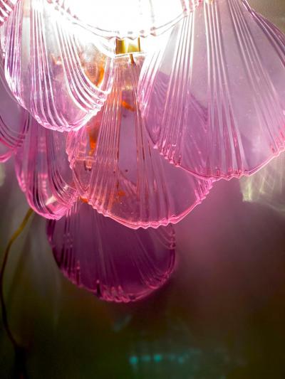 Amazing Pink Amethyst Shell Murano Glass Sconces or Wall Lights 1980