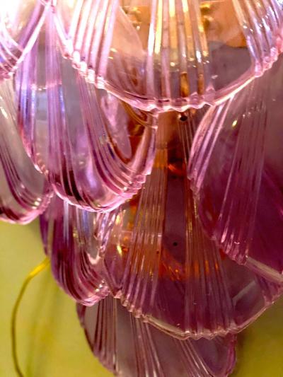 Amazing Pink Amethyst Shell Murano Glass Sconces or Wall Lights 1980