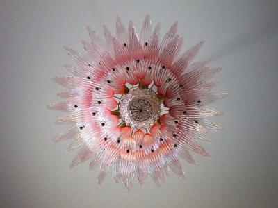 Amazing Pink Glass Palmette Murano Chandelier