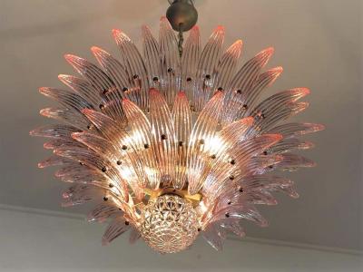 Amazing Pink Glass Palmette Murano Chandelier