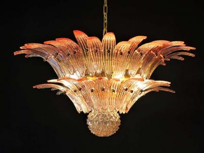 Amazing Pink Glass Palmette Murano Chandelier
