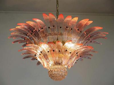 Amazing Pink Glass Palmette Murano Chandelier