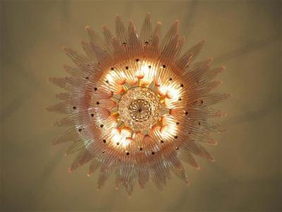 Amazing Pink Glass Palmette Murano Chandelier