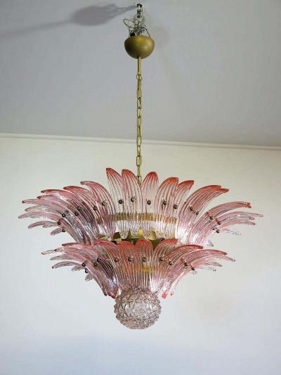Amazing Pink Glass Palmette Murano Chandelier