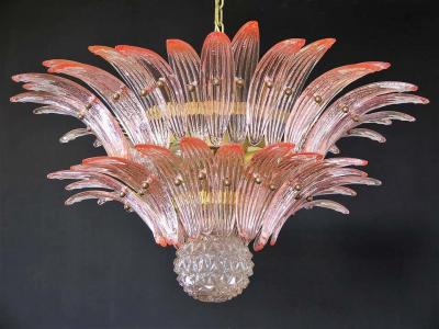 Amazing Pink Glass Palmette Murano Chandelier