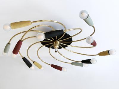 Amazing Twelve Flamed Sputnik Chandelier or Ceiling Lamp Tornado Germany 1950s