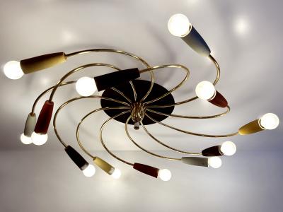 Amazing Twelve Flamed Sputnik Chandelier or Ceiling Lamp Tornado Germany 1950s