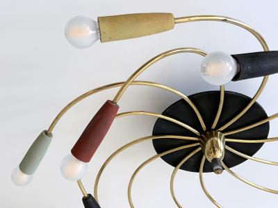 Amazing Twelve Flamed Sputnik Chandelier or Ceiling Lamp Tornado Germany 1950s