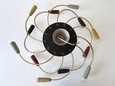 Amazing Twelve Flamed Sputnik Chandelier or Ceiling Lamp Tornado Germany 1950s