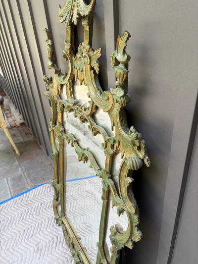 Amazing italian Chinoiserie Pagoda Wall Mirror Green Gilt Finish