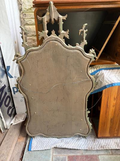 Amazing italian Chinoiserie Pagoda Wall Mirror Green Gilt Finish
