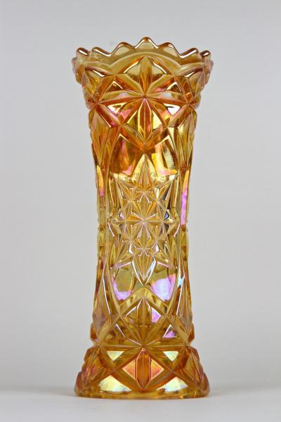 Amber Colored Art Deco Glass Vase Iridescent Bohemia circa 1920