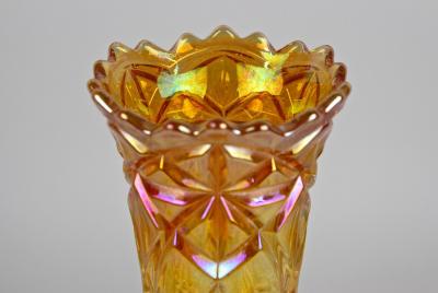 Amber Colored Art Deco Glass Vase Iridescent Bohemia circa 1920