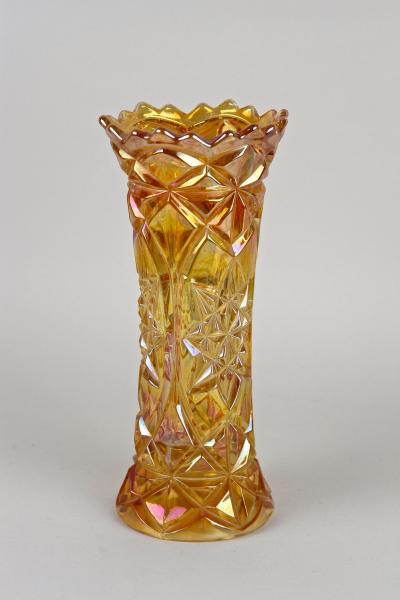 Amber Colored Art Deco Glass Vase Iridescent Bohemia circa 1920