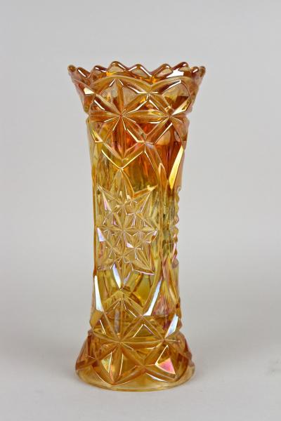 Amber Colored Art Deco Glass Vase Iridescent Bohemia circa 1920