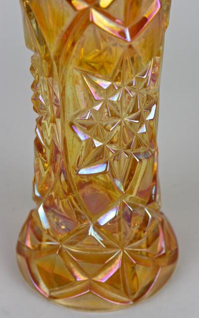 Amber Colored Art Deco Glass Vase Iridescent Bohemia circa 1920