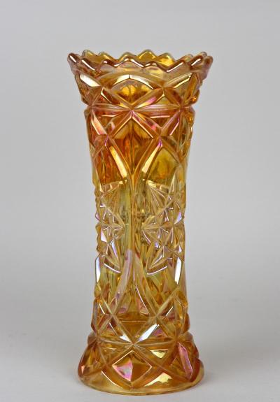 Amber Colored Art Deco Glass Vase Iridescent Bohemia circa 1920
