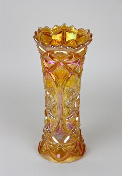 Amber Colored Art Deco Glass Vase Iridescent Bohemia circa 1920