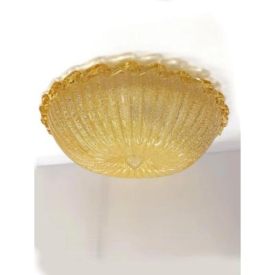 Amber Graniglia Budino Murano Glass Flush Mount in Traditional 70s Style