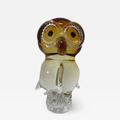 Amber Murano Glass Owl by Zanetti