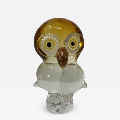 Amber Murano Glass Owl by Zanetti