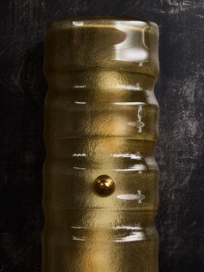 Amber Textured Glass and Brass Wall Sconce