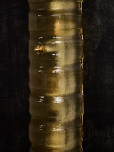 Amber Textured Glass and Brass Wall Sconce
