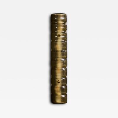 Amber Textured Glass and Brass Wall Sconce