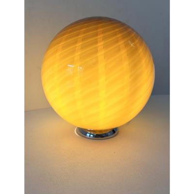 Amber and Brown Spider Sphere Table Lamp in Murano Glass